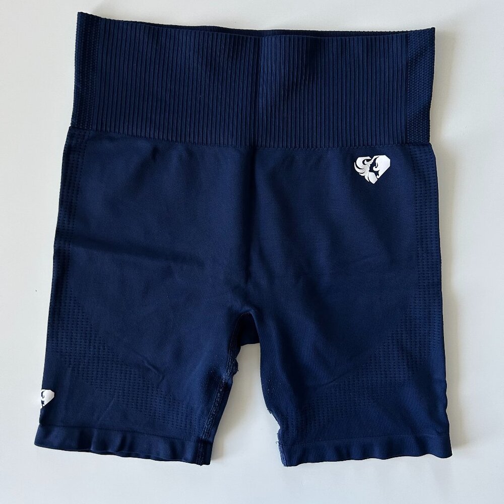 Women's Best Power Seamless Biker Shorts Navy Blue Size Medium